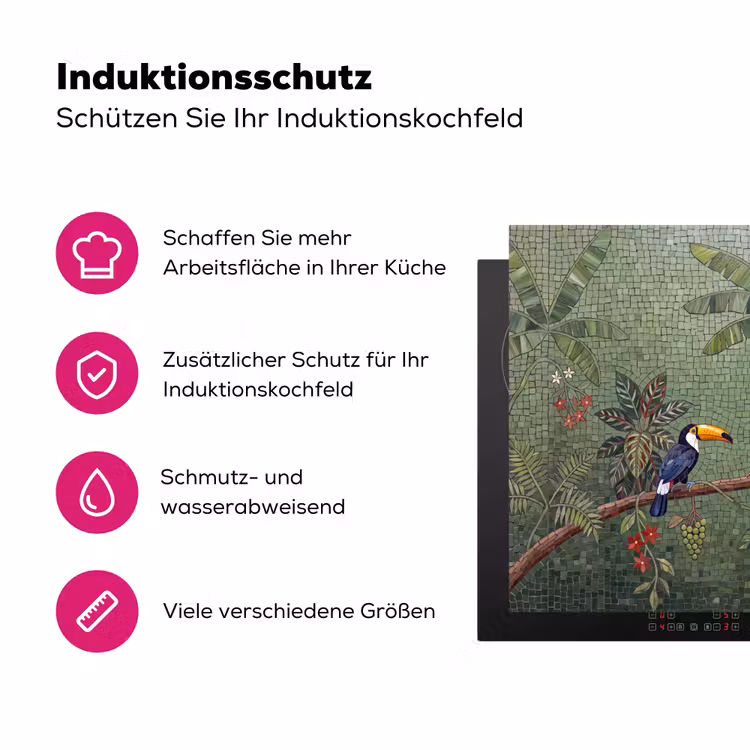 Vogel - Dier - Jungle - Mozaïek - Natuur Inductie beschermer vinyl 3mm middel -zzzzzzz-lf-ups