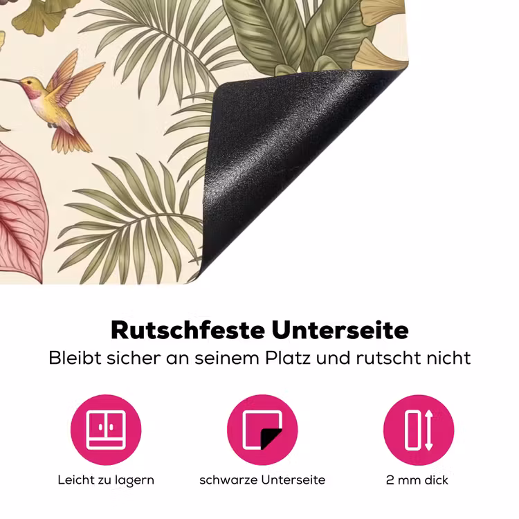 Vogels - Tropisch - Botanisch - Roze Inductie beschermer vinyl 3mm klein -zzzzzzz-lf-onderkant