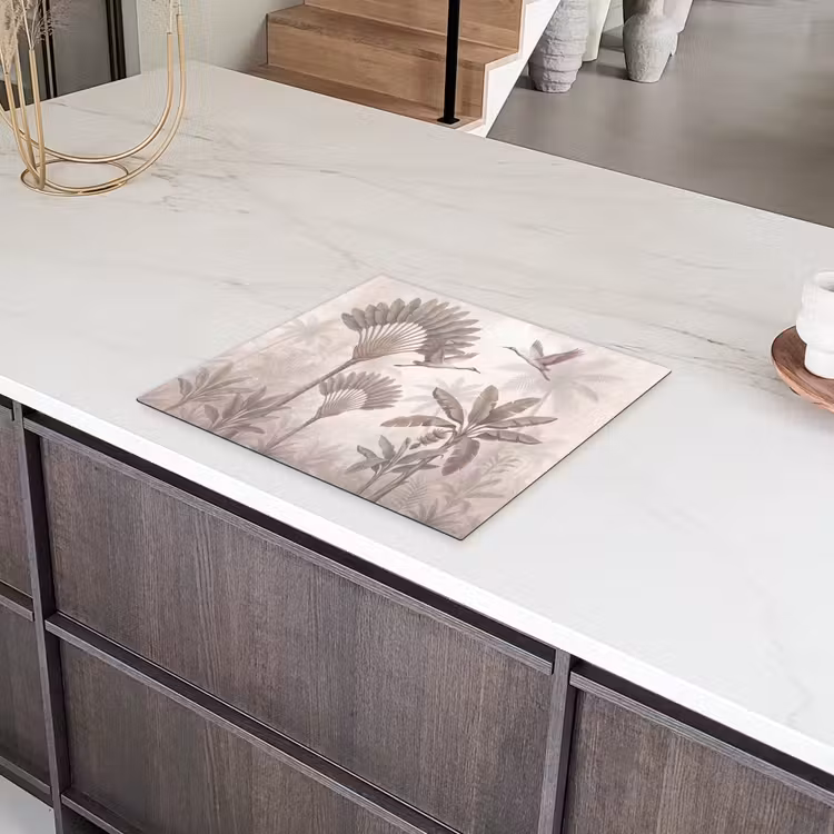 Vogel - Tropisch - Jungle - Natuur - Beige Inductie beschermer vinyl 3mm middel -sfeer8