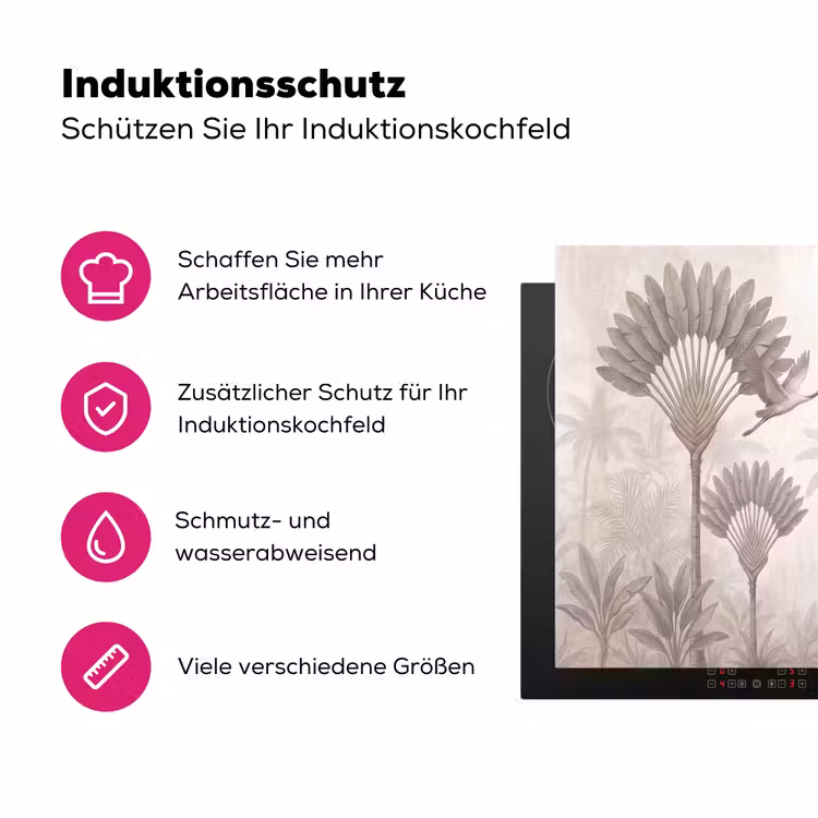 Vogel - Tropisch - Jungle - Natuur - Beige Inductie beschermer vinyl 3mm middel -zzzzzzz-lf-ups