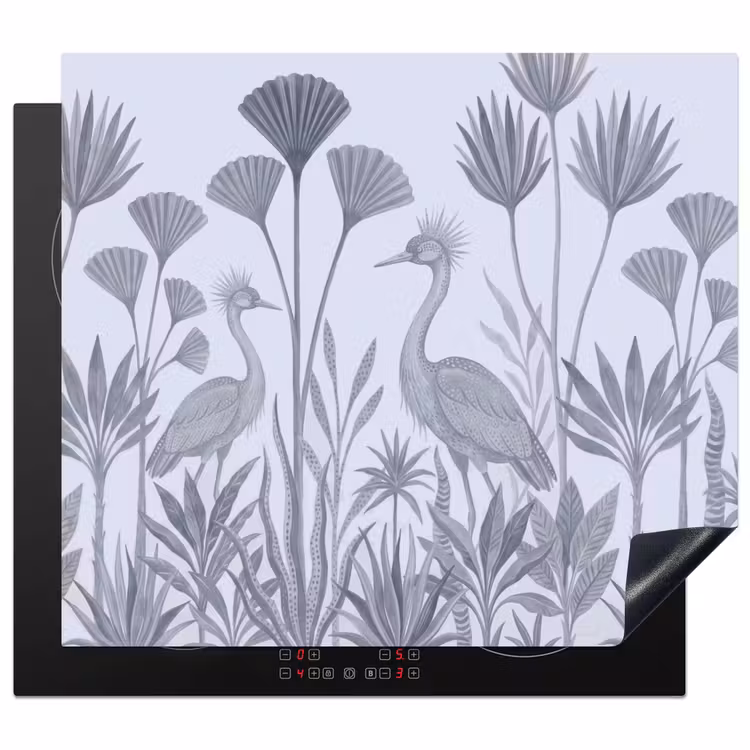 Vogel - Tropisch - Illustratie - Blauwgrijs - Natuur Inductie beschermer vinyl 3mm middel -3d
