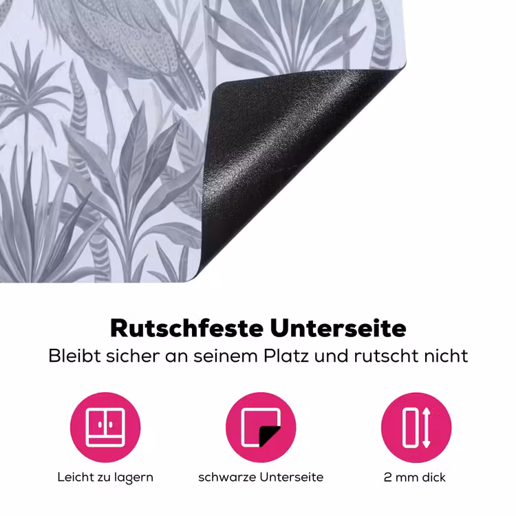 Vogel - Tropisch - Illustratie - Blauwgrijs - Natuur Inductie beschermer vinyl 3mm middel -zzzzzzz-lf-onderkant