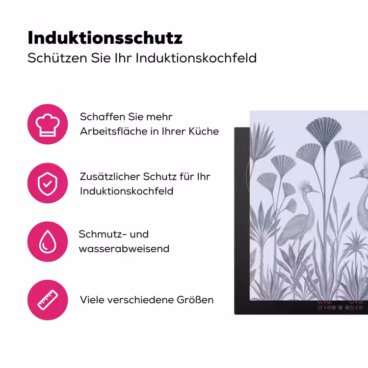 Vogel - Tropisch - Illustratie - Blauwgrijs - Natuur Inductie beschermer vinyl 3mm middel -zzzzzzz-lf-ups