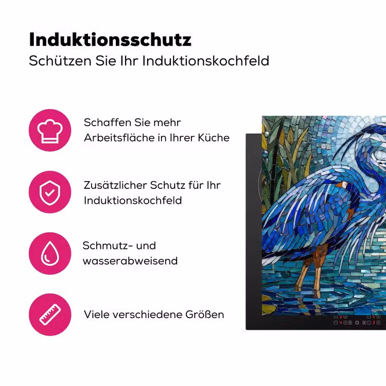 Vogel - Water - Natuur - Abstract - Blauw Inductie beschermer vinyl 3mm middel -zzzzzzz-lf-ups