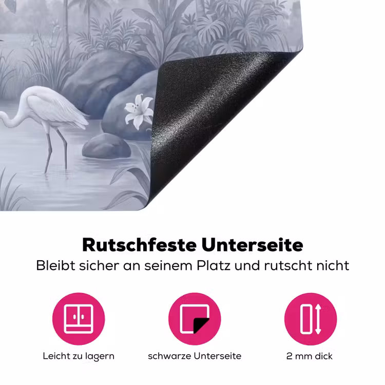 Vogel - Water - Tropisch - Natuur - Blauw Inductie beschermer vinyl 3mm middel -zzzzzzz-lf-onderkant