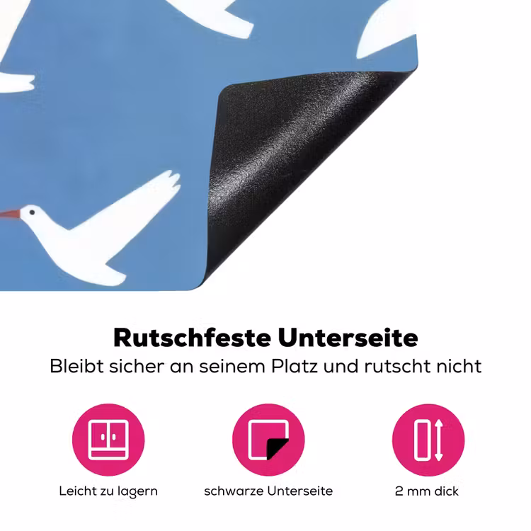 Vogels - Wit - Patroon Inductie beschermer vinyl 3mm klein -zzzzzzz-lf-onderkant