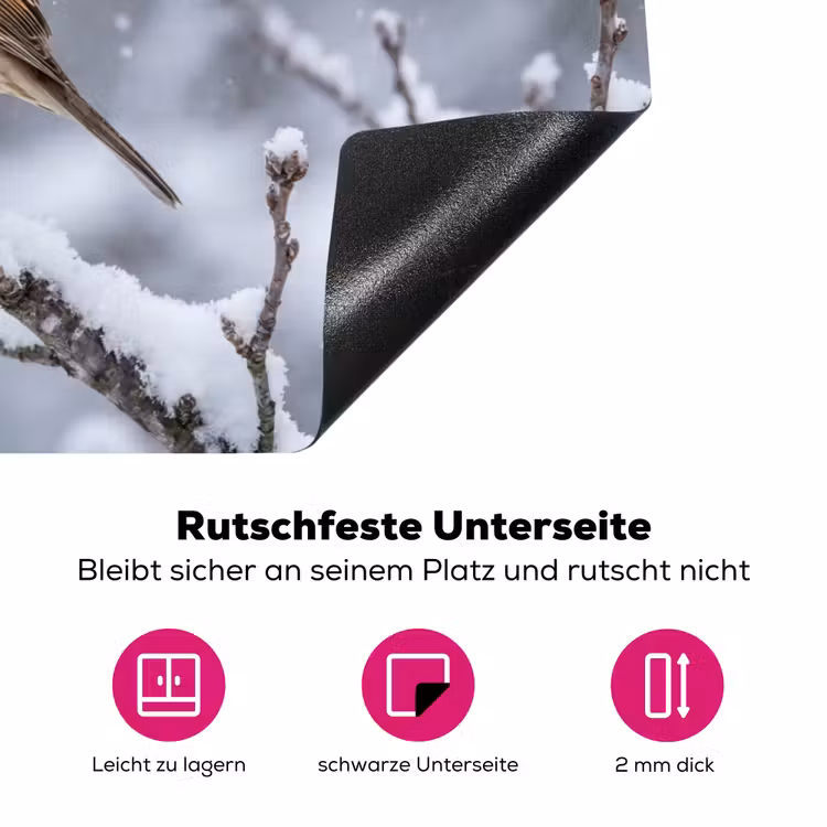 Vogel - Tak - Sneeuw - Winter Inductie beschermer vinyl 3mm klein -zzzzzzz-lf-onderkant