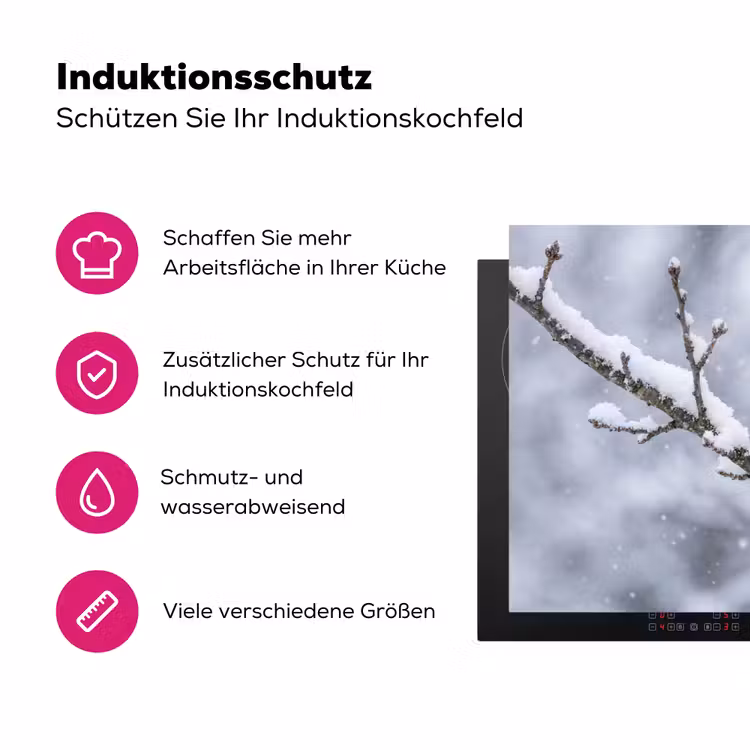 Vogel - Tak - Sneeuw - Winter Inductie beschermer vinyl 3mm klein -zzzzzzz-lf-ups