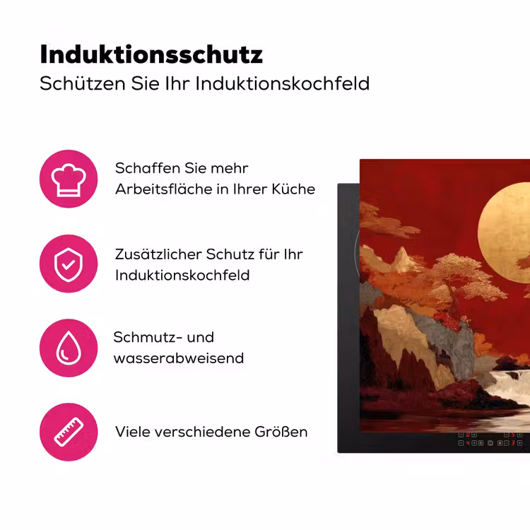 Volle maan - Landschap - Waterval Inductie beschermer vinyl 3mm klein -zzzzzzz-lf-ups