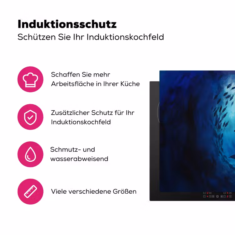 Walvis - Vissen - Donkerblauw Inductie beschermer vinyl 3mm klein -zzzzzzz-lf-ups