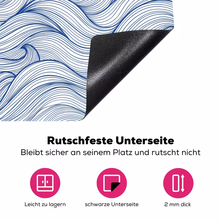 Walvis - Staart - Golven - Lijntekening - Blauw Inductie beschermer vinyl 3mm klein -zzzzzzz-lf-onderkant