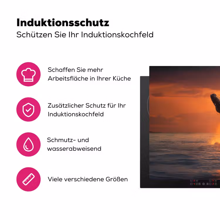 Walvis - Zon - Zee Inductie beschermer vinyl 3mm klein -zzzzzzz-lf-ups