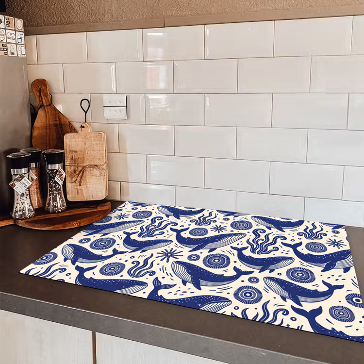 Walvis - Onderwater - Dieren - Abstract - Blauw Inductie beschermer vinyl 3mm klein -sfeer3