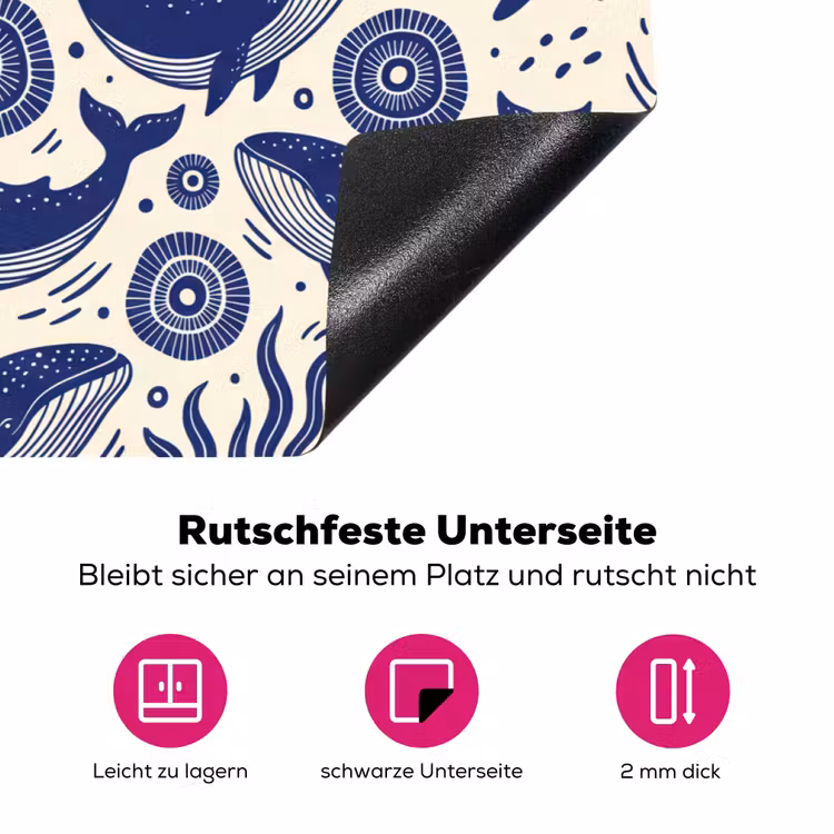 Walvis - Onderwater - Dieren - Abstract - Blauw Inductie beschermer vinyl 3mm klein -zzzzzzz-lf-onderkant