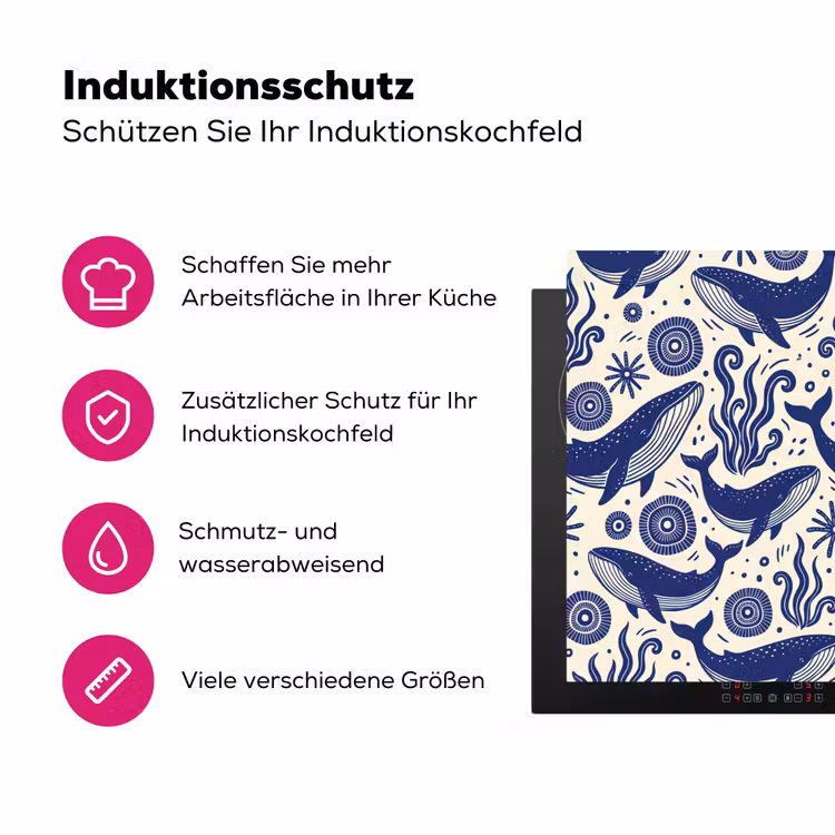 Walvis - Onderwater - Dieren - Abstract - Blauw Inductie beschermer vinyl 3mm klein -zzzzzzz-lf-ups