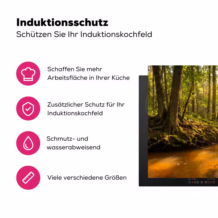 Bos - Beek - Zonlicht - Natuur - Groen Inductie beschermer vinyl 3mm klein -zzzzzzz-lf-ups