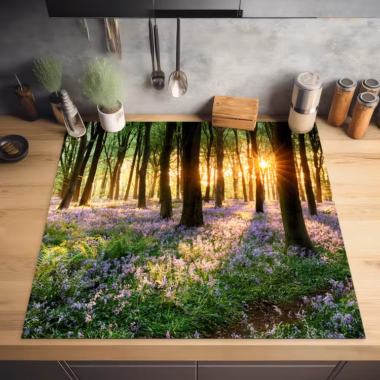 Bos - Bloemen - Lavendel - Zon - Paars - Natuur Inductie beschermer vinyl 3mm middel -sfeer5