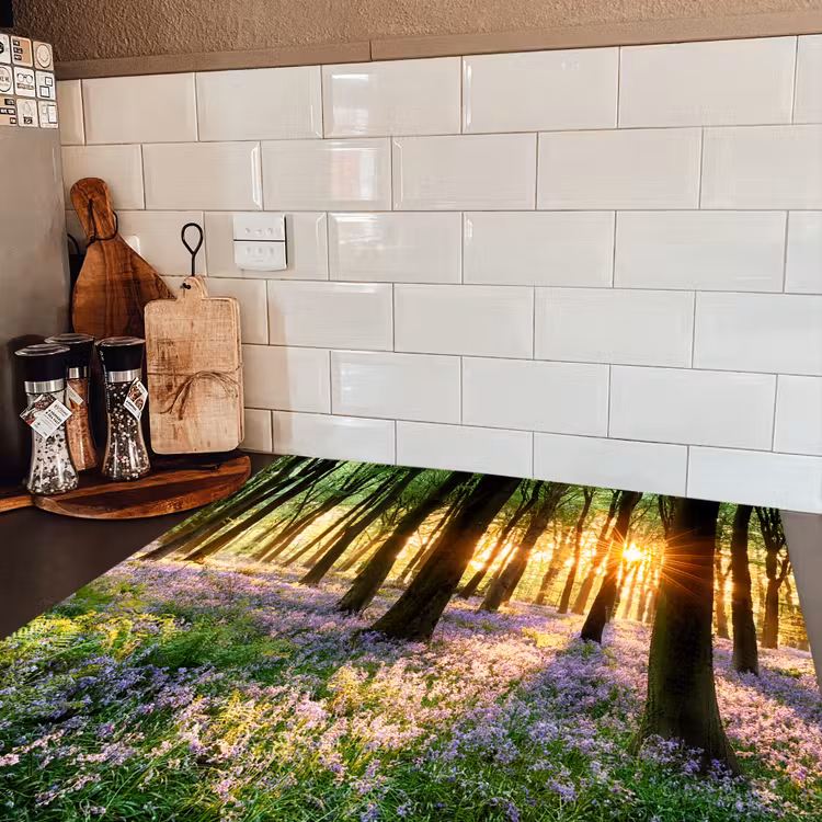 Bos - Bloemen - Lavendel - Zon - Paars - Natuur Inductie beschermer vinyl 3mm middel -sfeer3