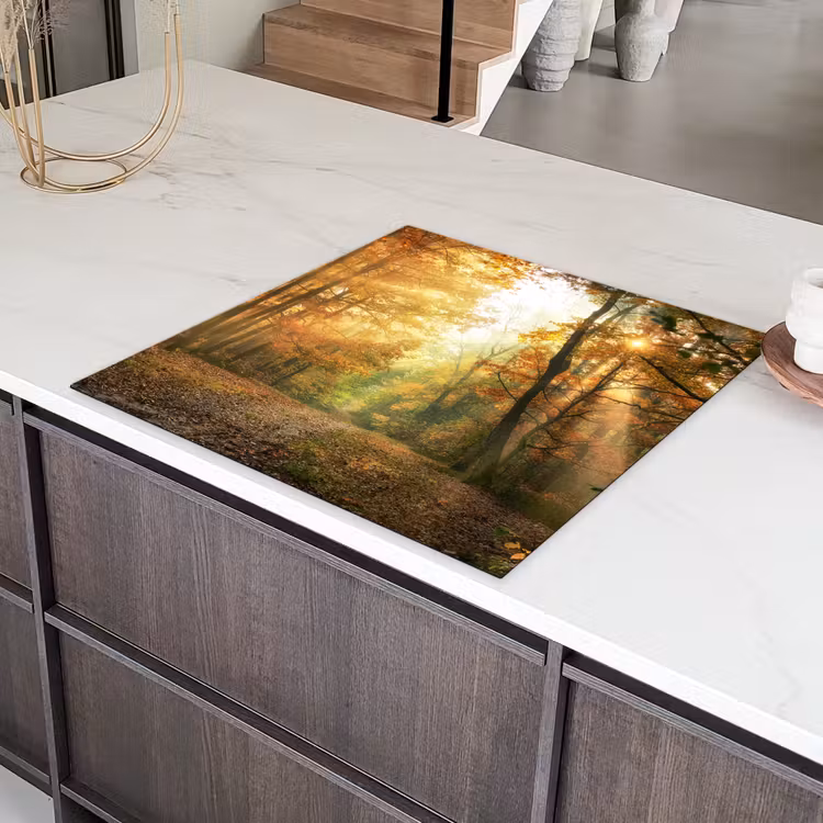 Bos - Herfst - Zon - Landschap - Natuur - Bomen - Bladeren Inductie beschermer vinyl 3mm middel -sfeer8