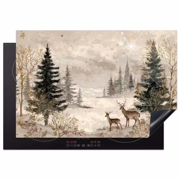 Bos - Herten - Winter - Sneeuw Inductie beschermer vinyl 3mm klein -3d