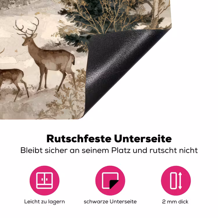 Bos - Herten - Winter - Sneeuw Inductie beschermer vinyl 3mm klein -zzzzzzz-lf-onderkant