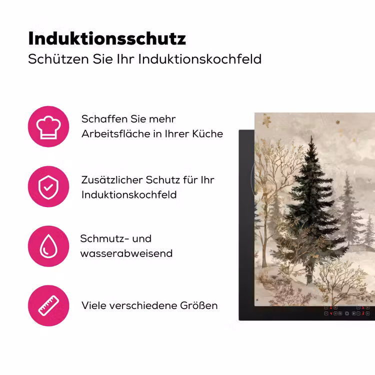 Bos - Herten - Winter - Sneeuw Inductie beschermer vinyl 3mm klein -zzzzzzz-lf-ups