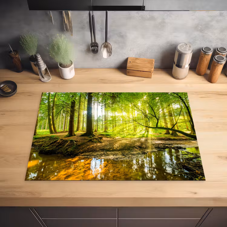 Bos - Landschap - Water - Bomen - Zon - Groen - Natuur Inductie beschermer vinyl 3mm middel -sfeer5