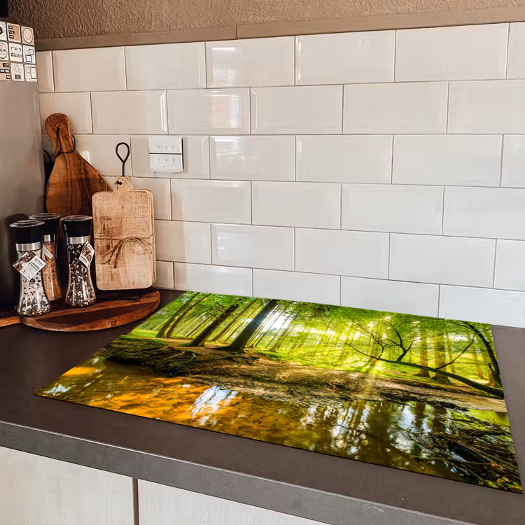 Bos - Landschap - Water - Bomen - Zon - Groen - Natuur Inductie beschermer vinyl 3mm middel -sfeer3
