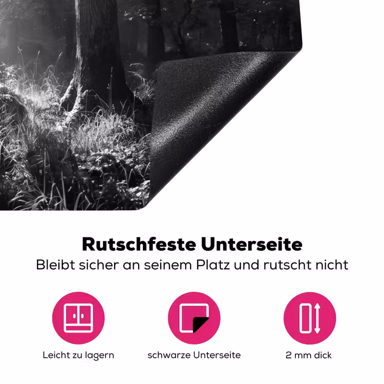 Bos - Lichtstralen - Natuur - Zwart-wit Inductie beschermer vinyl 3mm klein -zzzzzzz-lf-onderkant