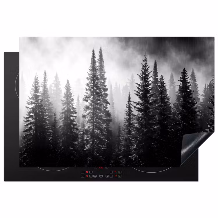 Bos - Mist - Winter - Monochroom - Natuur Inductie beschermer vinyl 3mm klein -3d