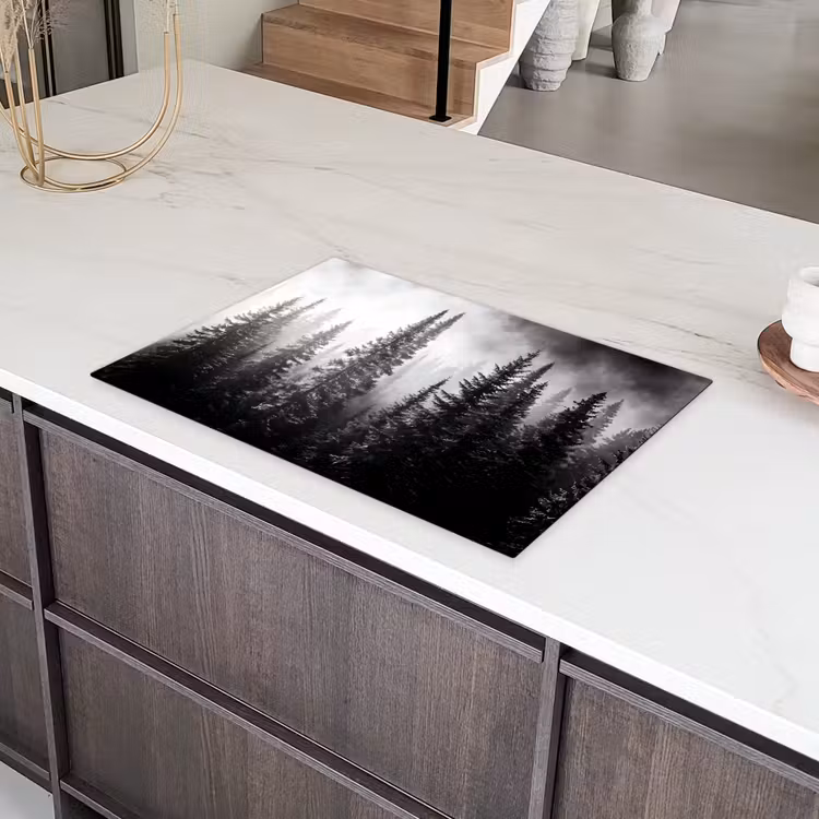 Bos - Mist - Winter - Monochroom - Natuur Inductie beschermer vinyl 3mm klein -sfeer8