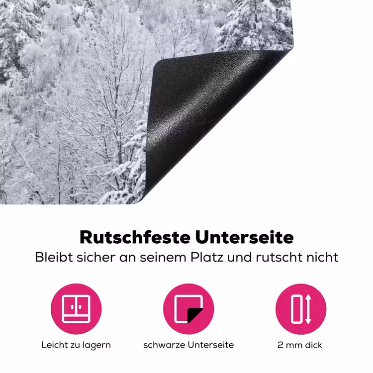 Bos - Sneeuw - Winter - Natuur - Wit Inductie beschermer vinyl 3mm klein -zzzzzzz-lf-onderkant