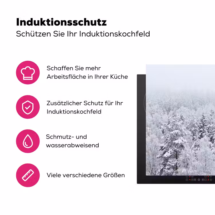 Bos - Sneeuw - Winter - Natuur - Wit Inductie beschermer vinyl 3mm klein -zzzzzzz-lf-ups