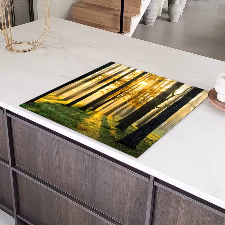 Bos - Zon - Bomen - Gras - Landschap - Natuur Inductie beschermer vinyl 3mm middel -sfeer8