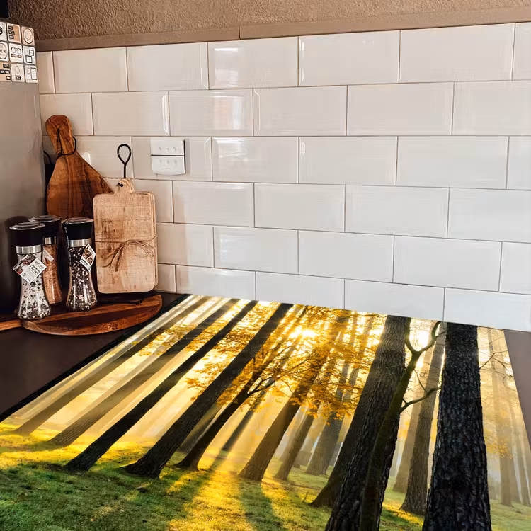Bos - Zon - Bomen - Gras - Landschap - Natuur Inductie beschermer vinyl 3mm middel -sfeer3