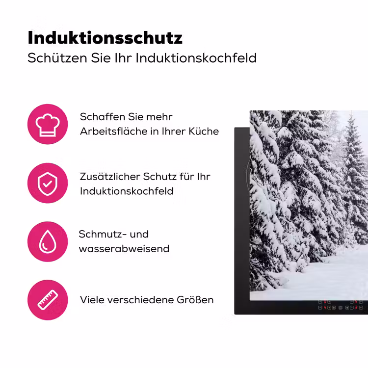 Bos - Winter - Sneeuw - Pad - Natuur Inductie beschermer vinyl 3mm klein -zzzzzzz-lf-ups