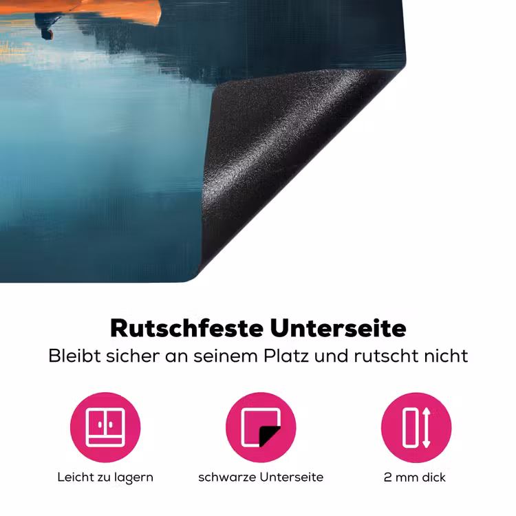Bossen - Meer - Kano - Oranje Inductie beschermer vinyl 3mm middel -zzzzzzz-lf-onderkant