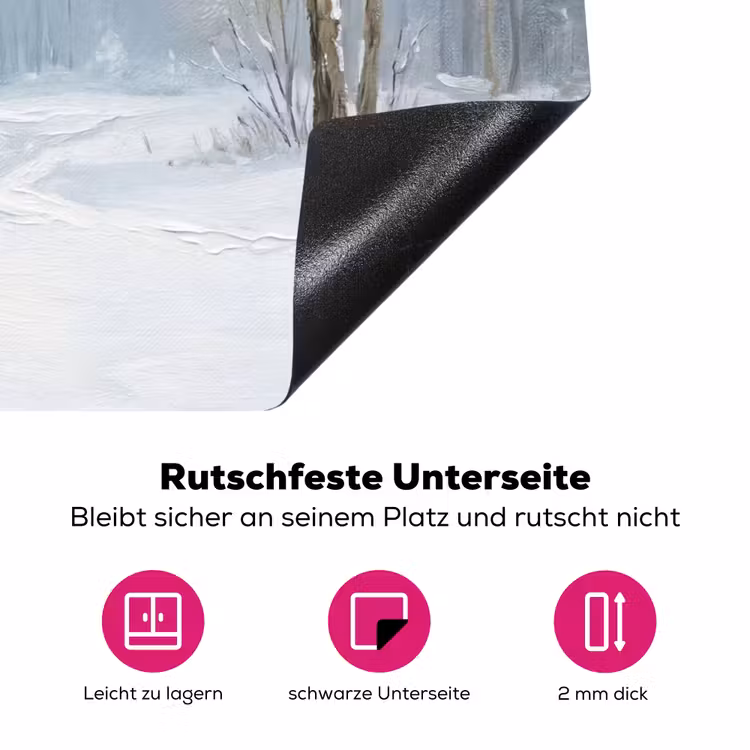 Bospad - Dennen - Sneeuw - Winter - Rustgevend Inductie beschermer vinyl 3mm klein -zzzzzzz-lf-onderkant