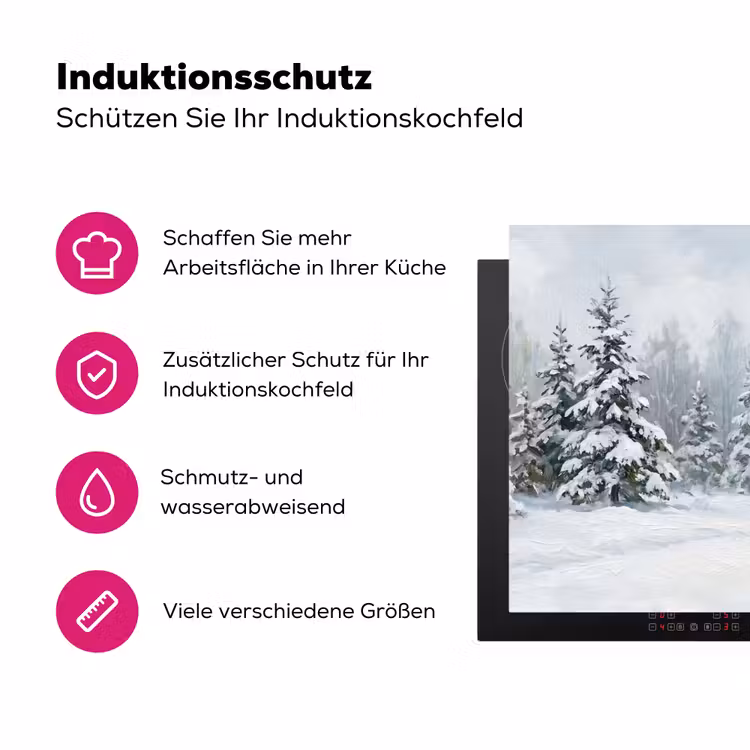 Bospad - Dennen - Sneeuw - Winter - Rustgevend Inductie beschermer vinyl 3mm klein -zzzzzzz-lf-ups