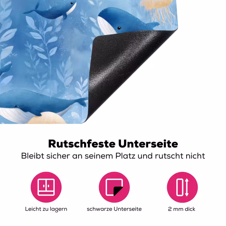 Walvissen - Oceaan - Blauw Inductie beschermer vinyl 3mm klein 276 -zzzzzzz-lf-onderkant