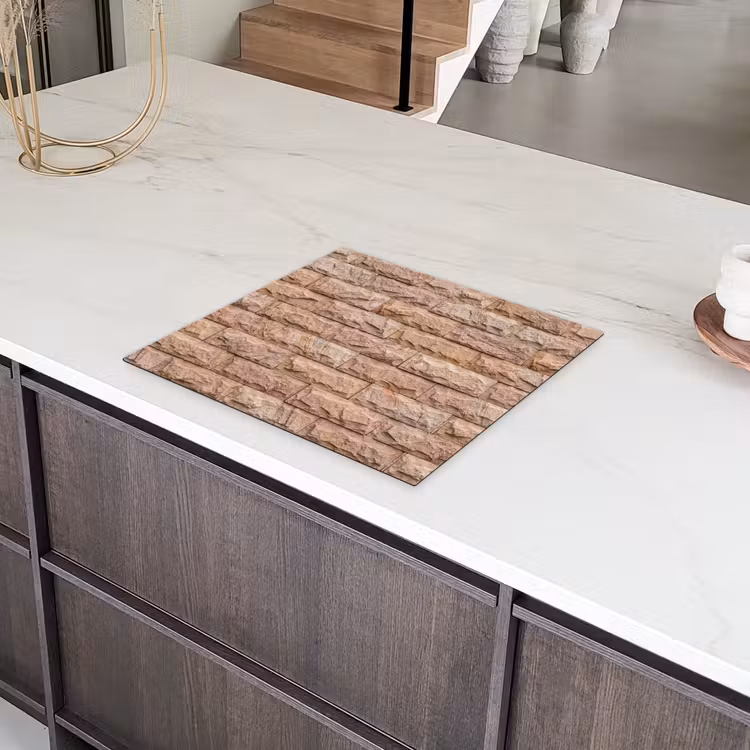 Muur - Steen - Ruw - Textuur - Beige Inductie beschermer vinyl 3mm middel -sfeer8