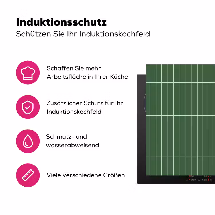 Wandtegel - Verticaal - Donkergroen Inductie beschermer vinyl 3mm klein 276 -zzzzzzz-lf-ups