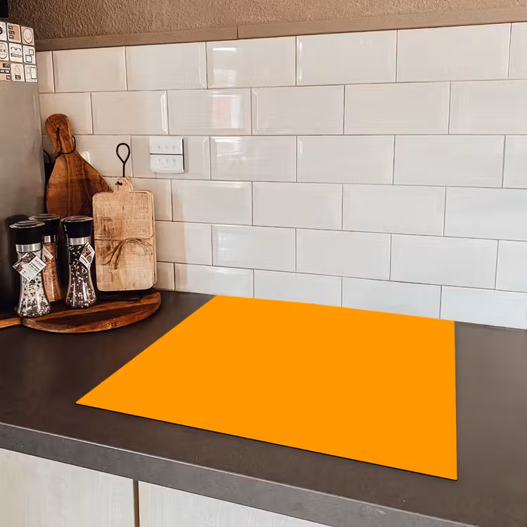 Warm - Ochre - Oranje Inductie beschermer vinyl 3mm middel 274 -sfeer3