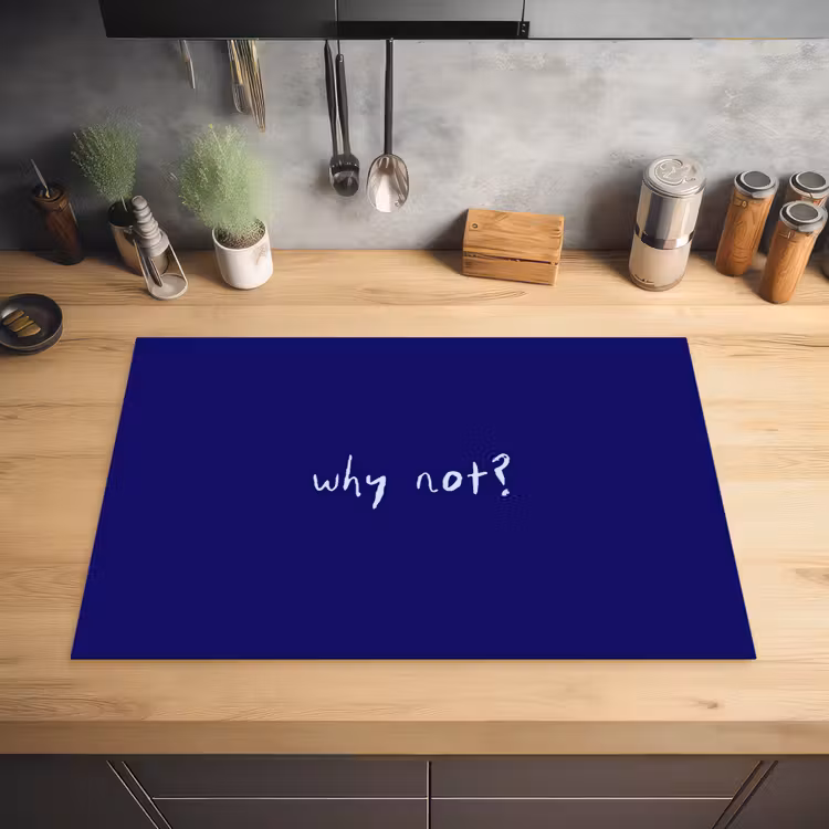 Why not - Blauw - Handgeschreven Inductie beschermer vinyl 3mm klein -sfeer5