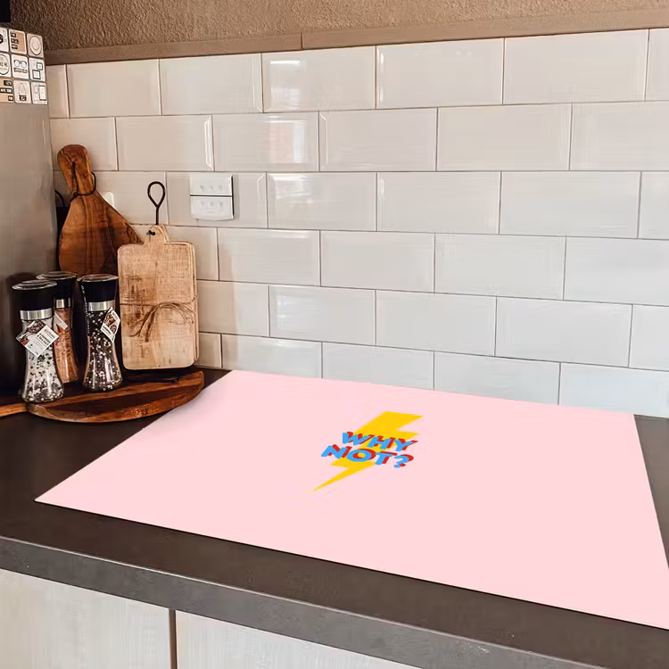 Why not - Bliksem - Roze Inductie beschermer vinyl 3mm klein -sfeer3