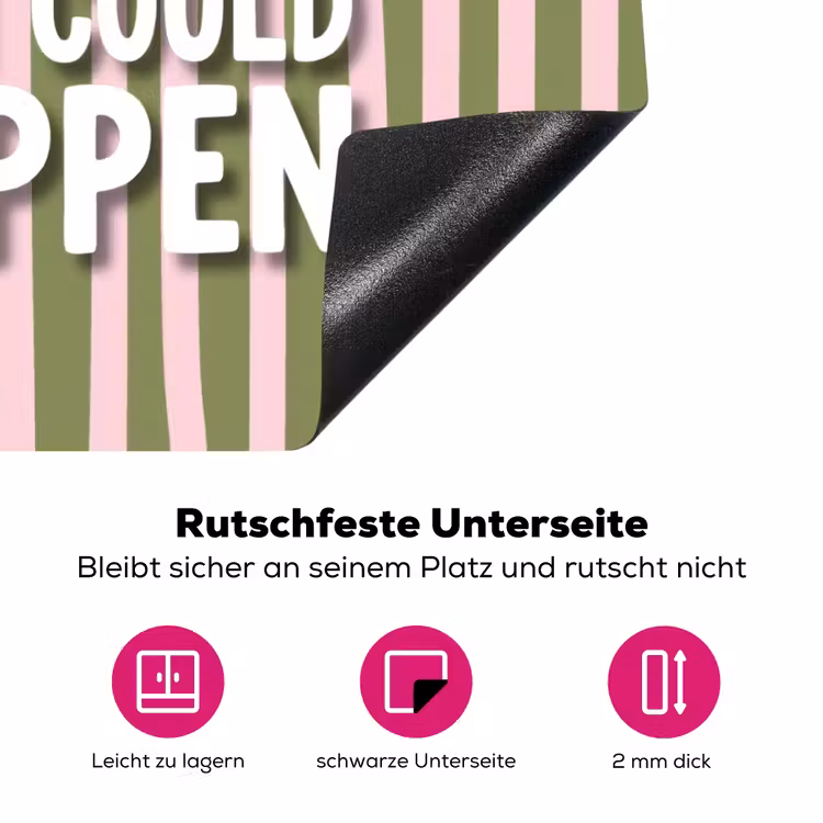 What's the best that could happen - Strepen - Groen - Roze Inductie beschermer vinyl 3mm middel -zzzzzzz-lf-onderkant