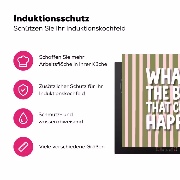 What's the best that could happen - Strepen - Groen - Roze Inductie beschermer vinyl 3mm middel -zzzzzzz-lf-ups