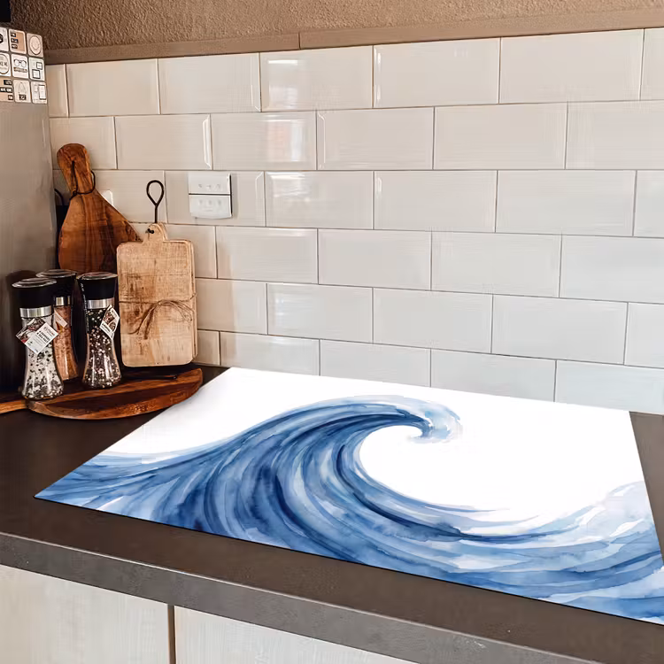 Water - Beweging - Natuur - Modern - Blauw Inductie beschermer vinyl 3mm klein -sfeer3