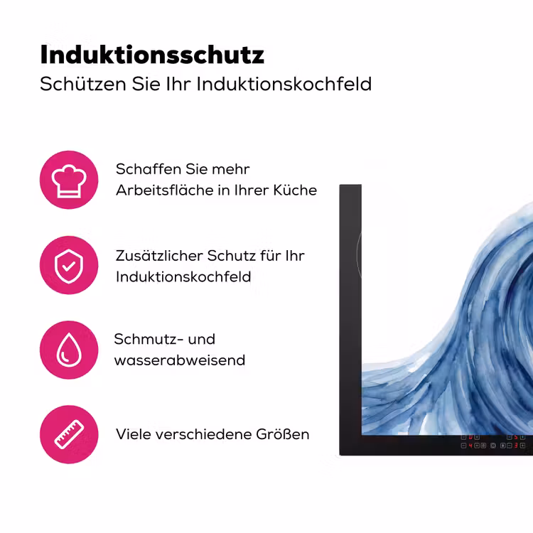 Water - Beweging - Natuur - Modern - Blauw Inductie beschermer vinyl 3mm klein -zzzzzzz-lf-ups