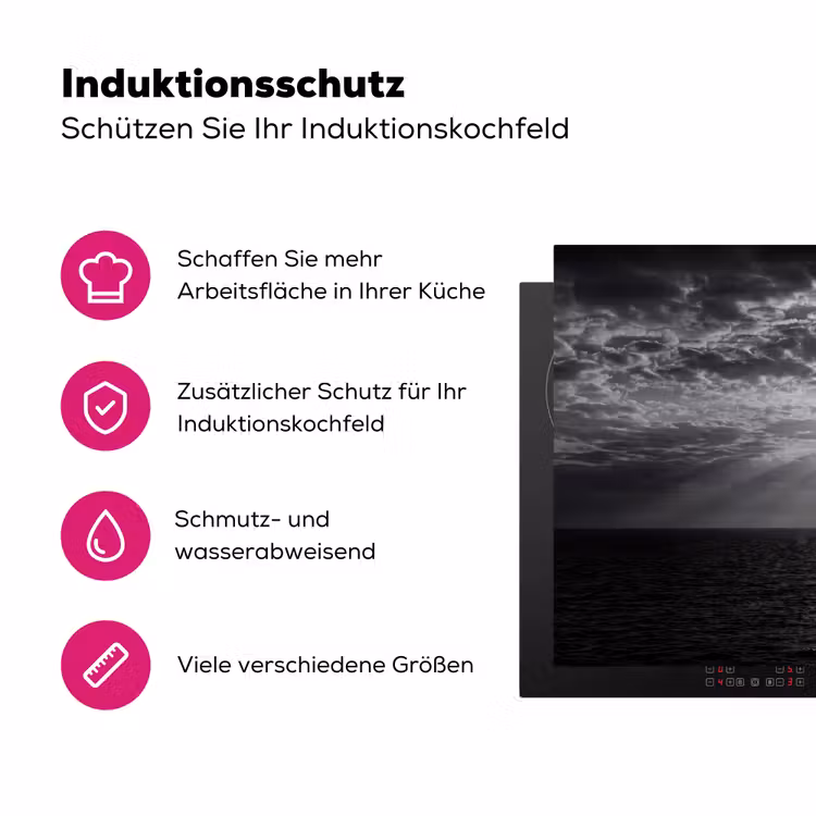 Water - Boot - Lucht - Natuur - Zwart-wit Inductie beschermer vinyl 3mm klein -zzzzzzz-lf-ups
